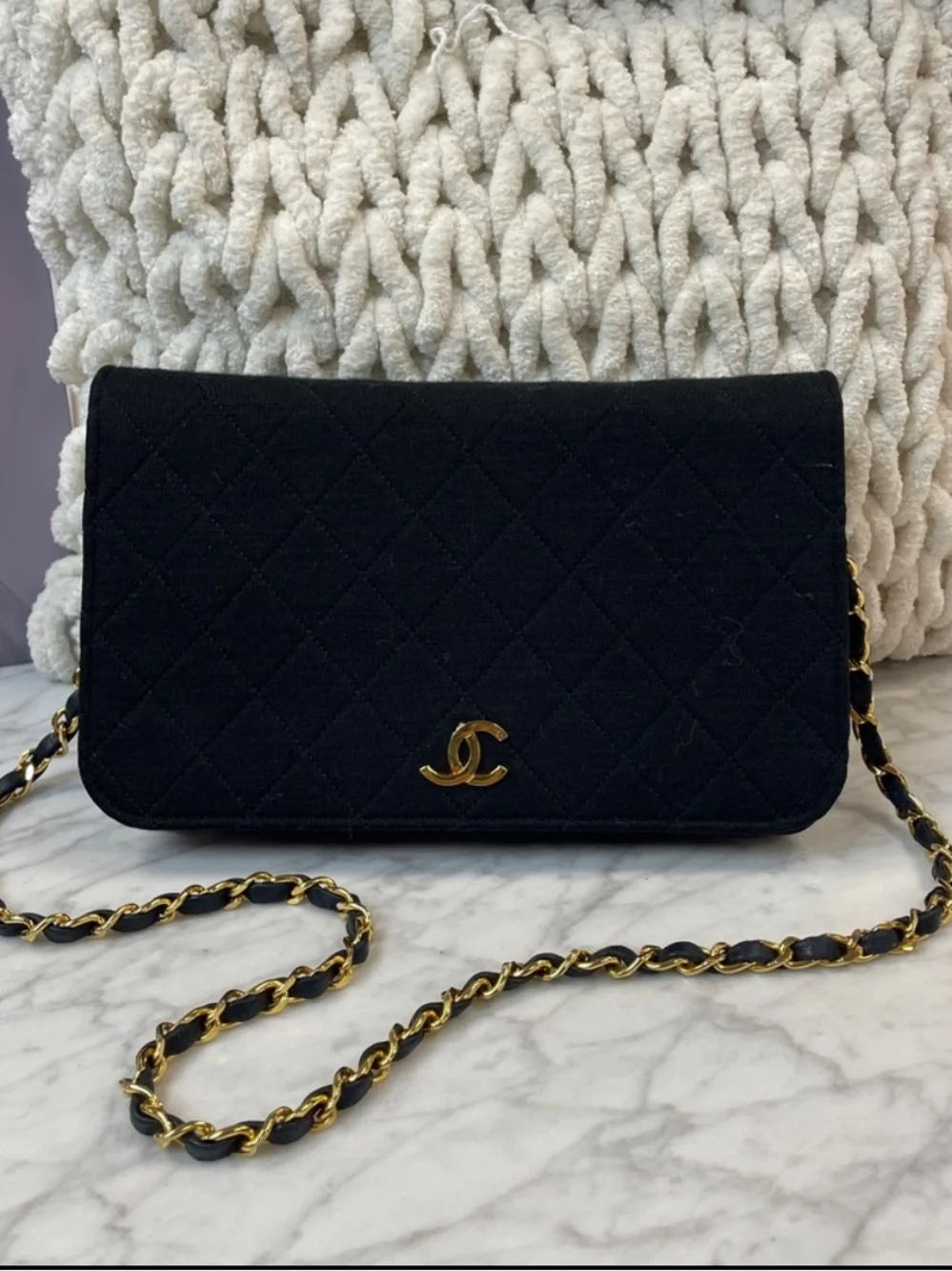Chanel 24k Gold Quilted Jersey CC Flap Bag